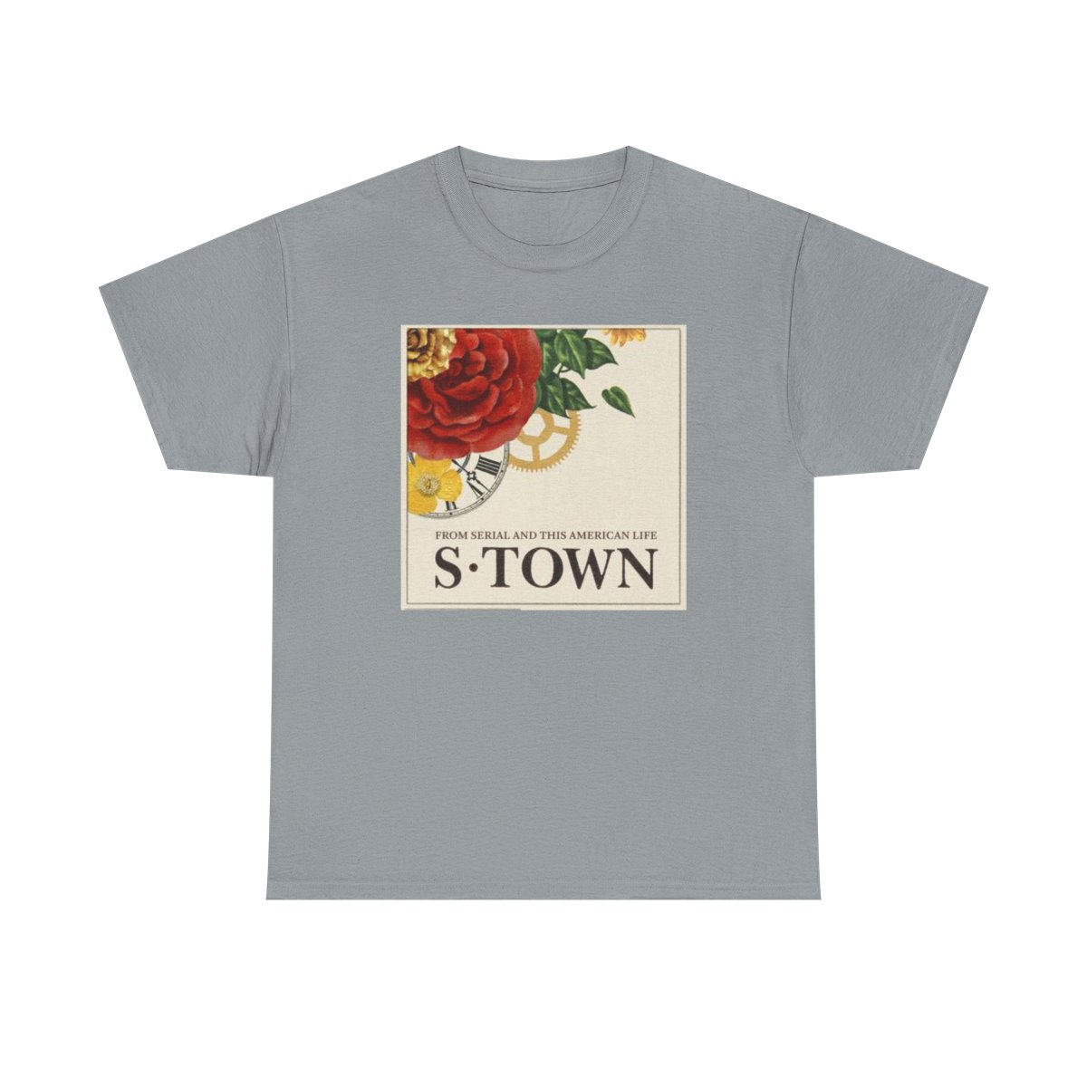 S-Town Podcast Rose Illustration Tee | Vintage Floral Podcast Logo T-Shirt | S Town Podcast - alternate angle 5, merchandise