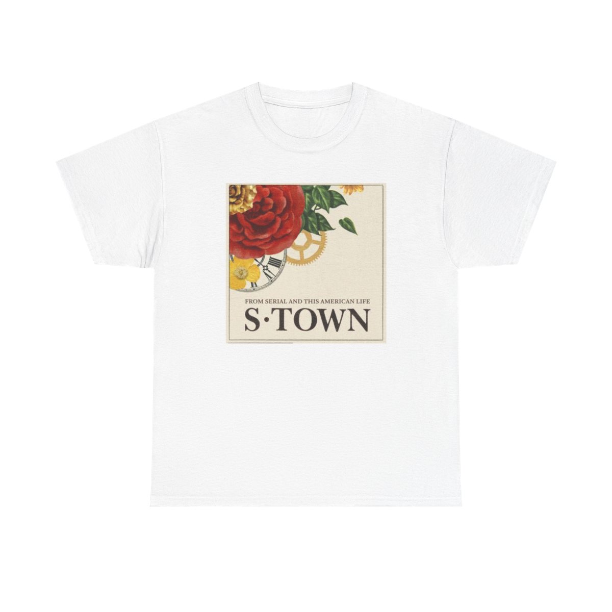 S-Town Podcast Rose Illustration Tee | Vintage Floral Podcast Logo T-Shirt | S Town Podcast - Official T-Shirts merchandise
