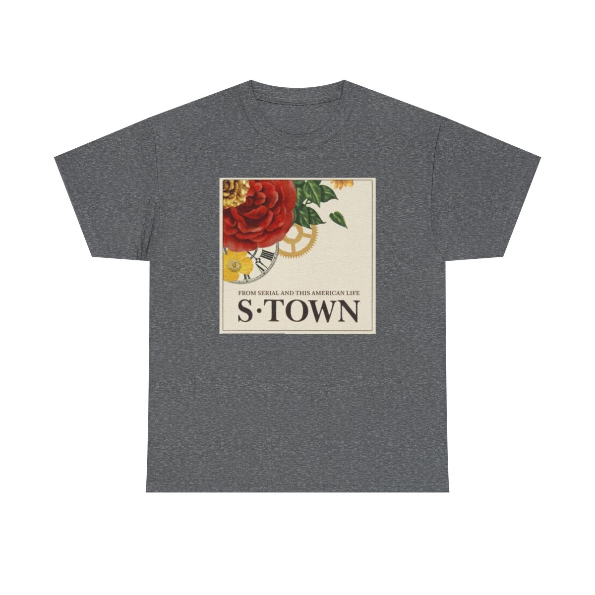 S-Town Podcast Rose Illustration Tee | Vintage Floral Podcast Logo T-Shirt | S Town Podcast - alternate angle 3, merchandise