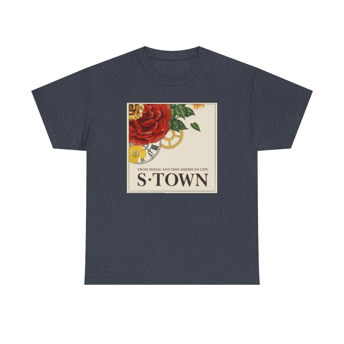 S-Town Podcast Rose Illustration Tee | Vintage Floral Podcast Logo T-Shirt | S Town Podcast - alternate angle 2, merchandise